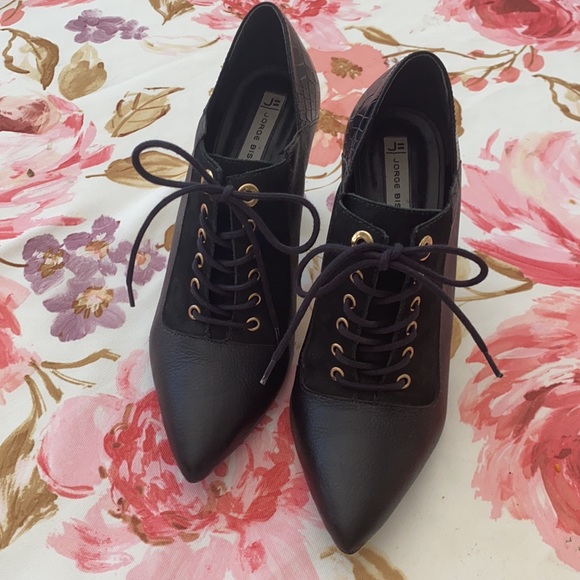 Jorge Bischoff Black Suede &Patent Short Booties - Picture 2 of 6